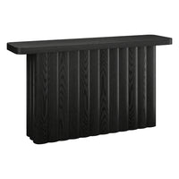 Hudson&Canal - Console rectangulaire cannelée Olie de 140 cm de large - Grain noir-Un design moderne aux lignes classiques pour votre entrée, votre salon, votre bureau et bien plus encore