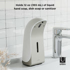 Umbra EMPEROR - Distributeur à savon et liquide hydroalcoolique automatique 355ml, Blanc et Nickel-5