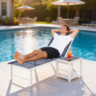 Outsunny - Chaise longue d’extérieur - chaise de bronzage 5 positions - bleu foncé-Conception pliable pour faciliter le transport et le déplacement
