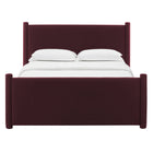 Modway - Rael Performance Velvet Lit plateforme Queen, Mûrier-Capacité de poids : 800 lb.