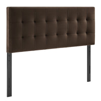 Modway - Lily Velours de performance résistant aux taches Tête de lit pleine grandeur, Marron chocolat-Sellerie en velours Performance résistante aux taches