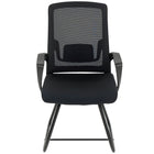 HOMCOM - Fauteuil d'accueil avec support lombaire et sans roulettes - noir-Base en acier renforcée avec support transversal assurant durabilité et stabilité optimale 