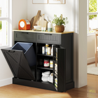HOMCOM - Buffet de ferme 10 gallons à bascule avec porte-épices et tiroirs - noir-Grand espace de rangement avec étagère à épices à 3 niveaux, deux tiroirs et une armoire 