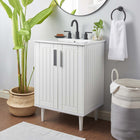 Modway - Augusta 24" Vanette de salle de bain - Blanc blanc-Bassin d’évier en céramique intégré