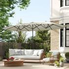 Outsunny - Parasol de terrasse double face - blanc crème-Grande toile offrant une large protection, évents supérieurs pour éviter l’accumulation du vent