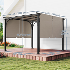 Outsunny - tonnelle de patio extérieure 10 pi l x 10 pi L - beige-L'auvent supérieur peut être coulissé sur les côtés pour maintenir la zone d'ombre