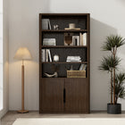 Manhattan Comfort - Rivington bibliothèque moderne à 4 étagères avec armoire 40" - Noyer-Quatre étagères spacieuses offrent un généreux espace de rangement pour des livres, des objets décoratifs ou des paniers