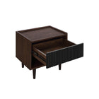 Manhattan Comfort - Lot de 2 tables de chevet Duane 20,23" style mid-century moderne - marron foncé et noir-Design nervuré avec finition stratifiée effet bois
