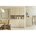 South Shore - Arum - Armoire de rangement 4 portes avec rangement ouvert - Chêne blanchi-4 portes faciles à ouvrir : le dispositif d’ouverture par pression des portes est pour le moins ingénieux. En cuisinant ou en montant la table, accédez facilement à vos accessoires de cuisine.