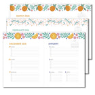 Sellers Publishing - Agenda sur 17 mois à couverture rigide High Note 2026 - Fruits-Tranchefile de tête et de queue, pages de garde et ruban de couleur assortie