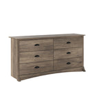 Prepac – Commode à 6 tiroirs Salt Spring, gris délavé-Poignées recouvertes de métal noir