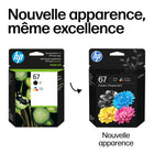 Cartouche d'encre d'origine HP 67 Couleur/Noir, paquet de 2-Standard