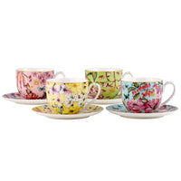 Maxwell & Williams - Multicolore Tasses à Thé et Soucoupes - 280 ml - Ensemble de 4-Lavage des mains recommandé