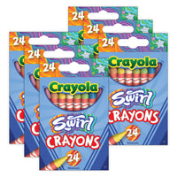 Crayola - Crayons SWIRL, 24/boîte, paquet de 6-CRAYONS CRAYOLA SWIRL : Libérez votre créativité avec les crayons Crayola Swirl, un ensemble parfait pour des aventures colourées.