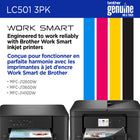 Brother - LC501 Cartouches d’encre cyan, magenta, jaune authentiques à rendement standard-Compatible avec l’Abonnement encre et toner Refresh. Les imprimantes compatibles avec les cartouches d’encre de la série LC501 sont admissibles à l’abonnement. Recevez des cartouches d’encre authentiques avant même d’en manquer. Visitez brother.ca/refresh.