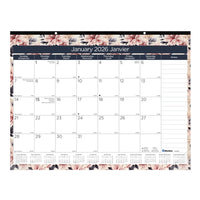 Blueline - 2026 Calendrier sous-main mensuel Floral 22 po x 17 po - Bilingue-12 mois: janvier 2026 à décembre 2026