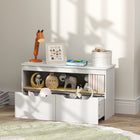 Qaba - Bibliothèque pour enfants avec 2 tiroirs - blanc-Comprend une étagère et deux tiroirs pour un rangement organisé  
