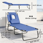 Outsunny - Chaise longue d’extérieur réglable avec ouverture pour le visage et coussin - bleu-Les coussins amovibles pour le visage et la poitrine offrent un soutien maximal en position allongée sur le ventre