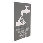 Headline Sign - Enseigne « Les employés doivent se laver les mains », 6" x 9", gris/blanc-Ruban de fixation inclus