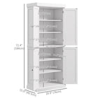 HOMCOM - Armoire de cuisine autoportante à 4 portes avec étagères - blanc-Les portes magnétiques avec poignées rondes facilitent l'ouverture et la fermeture 