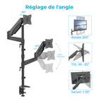 SHOPPINGALL Bras de moniteur extra-long à double vérin à gaz, empilé verticalement, pour écrans 15"-32"  - SA-GA24L-Noir- Options de fixation sur bureau et sur œillet dans la boîte - 