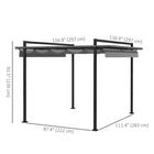 Outsunny - Pergola avec Auvent Rétractable, Tonnelle de Jardin - 10 pi x 10 pi-Piquets de sol et vis d'expansion inclus pour fixer au sol 