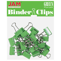 JAM Paper - Pinces à reliure colourées - petites - 19 mm (3/4 po) - vertes - paquet de 25-Couleur : Vert | Fabriqué en acier trempé pour une tenue extra forte