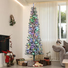 HOMCOM - Arbre de Noël artificiel de 7.5" avec lumières - arbre de Noël floqué-La neige artificielle pulvérisée crée un aspect festif et hivernal 