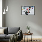 Connor Bedard 20x29 Canada White Action-H - Toile encadree - 31" x 22"-Prêt à accrocher - livré entièrement assemblé