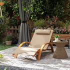 Outsunny - Chaise longue d’extérieur - bain de soleil de jardin avec appui-tête - kaki-Le tissu en maille respirante vous garde au frais et bien ventilé