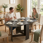 HOMCOM - Table à manger ovale pliante avec abattants gain de place pour 4-6 personnes - noir-Le grand plateau offre suffisamment d’espace pour accueillir jusqu’à six personnes 