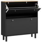 HOMCOM - Armoire à chaussures étroite avec étagères réglables - noir-Deux tiroirs basculants peuvent contenir jusqu'à 16 paires de chaussures CA 10 