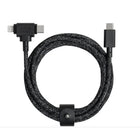 Native Union - Câble Belt USB-C vers USB-C/Lightning 1,8m - Cosmos Noir-Prend en charge la livraison d'alimentation à grande vitesse jusqu'à 60W pour les ordinateurs portables de type C et charge rapidement votre iPhone jusqu'à 50% d'iPhone en moins de 30 minutes