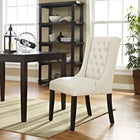 Modway - Baronet Bouton touffé Tissu Chaise à manger - Beige-Pieds en caoutchouc massif