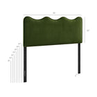 Modway - Athena Velours de performance résistant aux taches Tête de lit pleine grandeur, Vert mousse-Conception à vagues festonnées