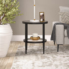 Hudson&Canal - Table d'appoint ronde Hera de 50 cm de largeur avec étagère en verre, - Bronze noirci-Caractéristiques assemblage facile