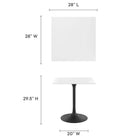 Modway - Lippa 28 po Carré Bois Table à manger, Noir Blanc-Plateau de table en MDF laqué