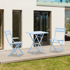 Outsunny - Set de café bistro de jardin de 3 pièces, bleu- Structure de cadre en métal enduit de poudre pour une résistance aux rayures et à la rouille 