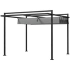 Outsunny - Pergola avec Auvent Rétractable, Tonnelle de Jardin - 10 pi x 10 pi-Le cadre en acier est solide et résistant à la rouille 