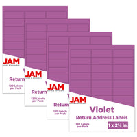 JAM Paper Étiquettes adresse pour le courrier, 2 5/8 x 1 po, violet planétaire Astrobright, 480 par paquet-3,2 oz
