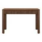 Hudson&Canal - Bureau rectangulaire cannelé Mendoza - 48 po l - Noyer satiné-Fabriqué en MDF robuste avec une finition noire veinée artisanale