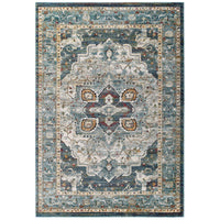 Modway - Tribute Médaillon floral vintage vieilli Diantha Tapis de comédie 8 pi l x 10 pi L - Multicolore-Tapis d’espace à médaillons vintage floraux vintage vieillis