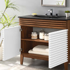 Modway - Render 36" Vanette de salle de bain - Noyer blanc Noir-MDF et panneau de particules