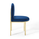 Modway - Isla Performance Velvet Fauteuil d’appoint de salle à manger Ensemble de 2 - Marine d’or-Accents touffés de canal