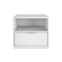 Nexera - Table de chevet Hunter, Blanc-Flexibilité des tiroirs : Un concept astucieux facilite le passage des tiroirs d'un côté à l'autre. Propose une adaptabilité totale pour être positionné contre n'importe quel mur