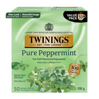 Twinings - Sachets de tisane menthe poivrée pure - paquet de 50-Préparée avec de la menthe poivrée pure pour une saveur fraîche et vivifiante ainsi qu’un arôme distinctif de menthe