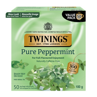 Twinings - Sachets de tisane menthe poivrée pure - paquet de 50-Préparée avec de la menthe poivrée pure pour une saveur fraîche et vivifiante ainsi qu’un arôme distinctif de menthe