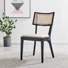 Modway - Caledonia Tissu tapis Chaise à manger Ensemble de 2 - Noir beige-Siège rembourré en tissu