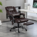 Vinsetto - Chaise de bureau de massage à vibrations 6 points avec repose-pieds et télécommande - brun-Dossier incurvé et assise épaisse rembourrée pour un soutien supplémentaire