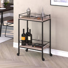 Hudson&Canal - Chariot-bar Barnes 23,5" de largeur - Chêne gris vieilli-Nettoyer avec un chiffon doux et sec, sans produits chimiques agressifs ni produits de nettoyage abrasifs